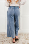 In or Out Wide Leg Cropped Pants in Dusty Blue