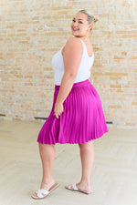 Just a Flirt Pleated Skirt in Magenta