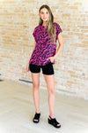 Lizzy Cap Sleeve Top in Pink and Black Zebra