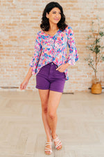 Willow Bell Sleeve Top in Royal Brushed Floral