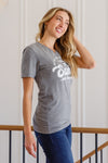 To The Window Graphic V Neck Tee In Gray